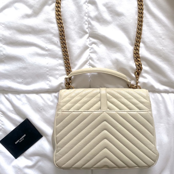 AUTHENTIC YSL COLLEGE BAG - BEIGE AUTHENTICITY CARD INCLUDED - Picture 2 of 2